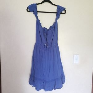 Lulus Palmeras Blue Off Shoulder Mini Dress Medium